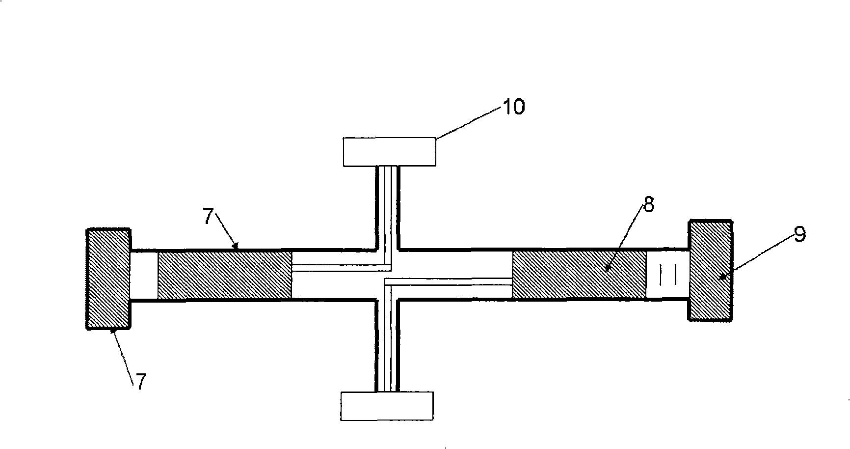 Radio frequency micro electromechanical system switch of electrostatic push-draw type monocrystaline silicon beam