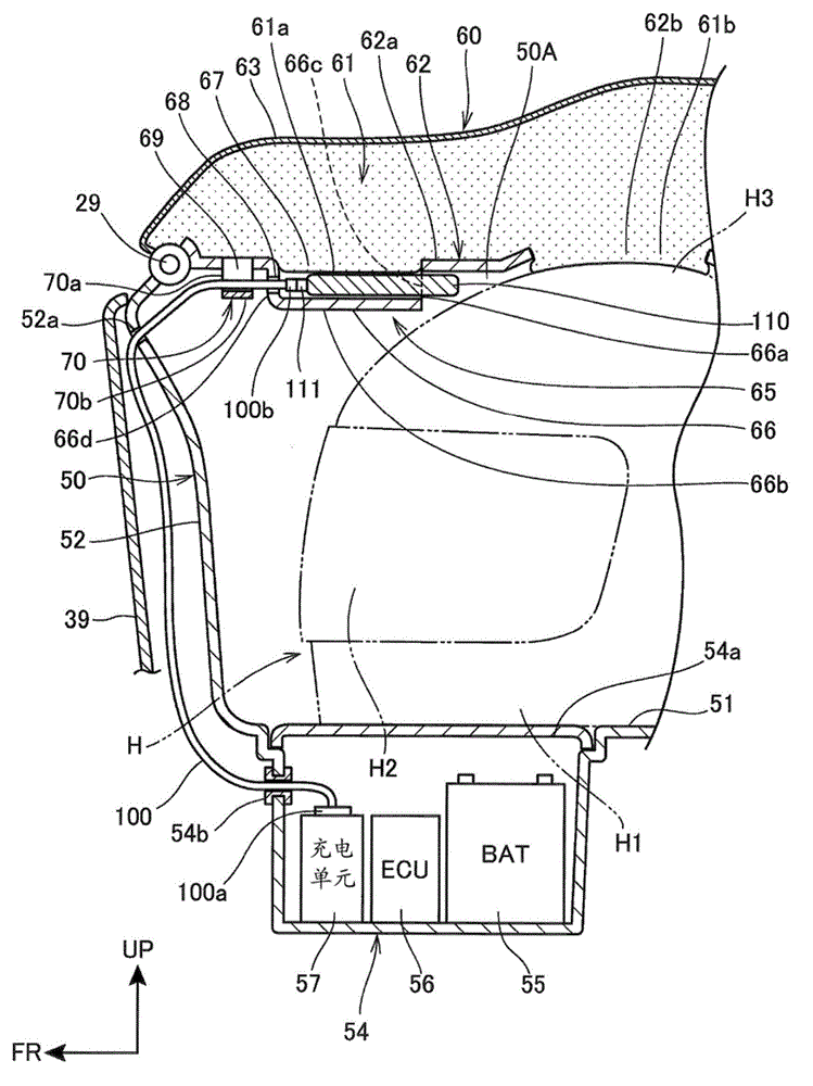 Mobile terminal support structure for saddle-riding vehicles