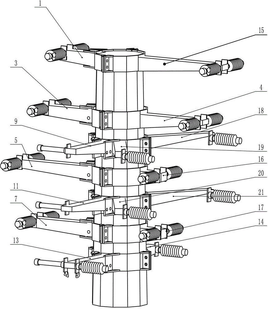 T-joint steel pipe pole with special-shape crossarms