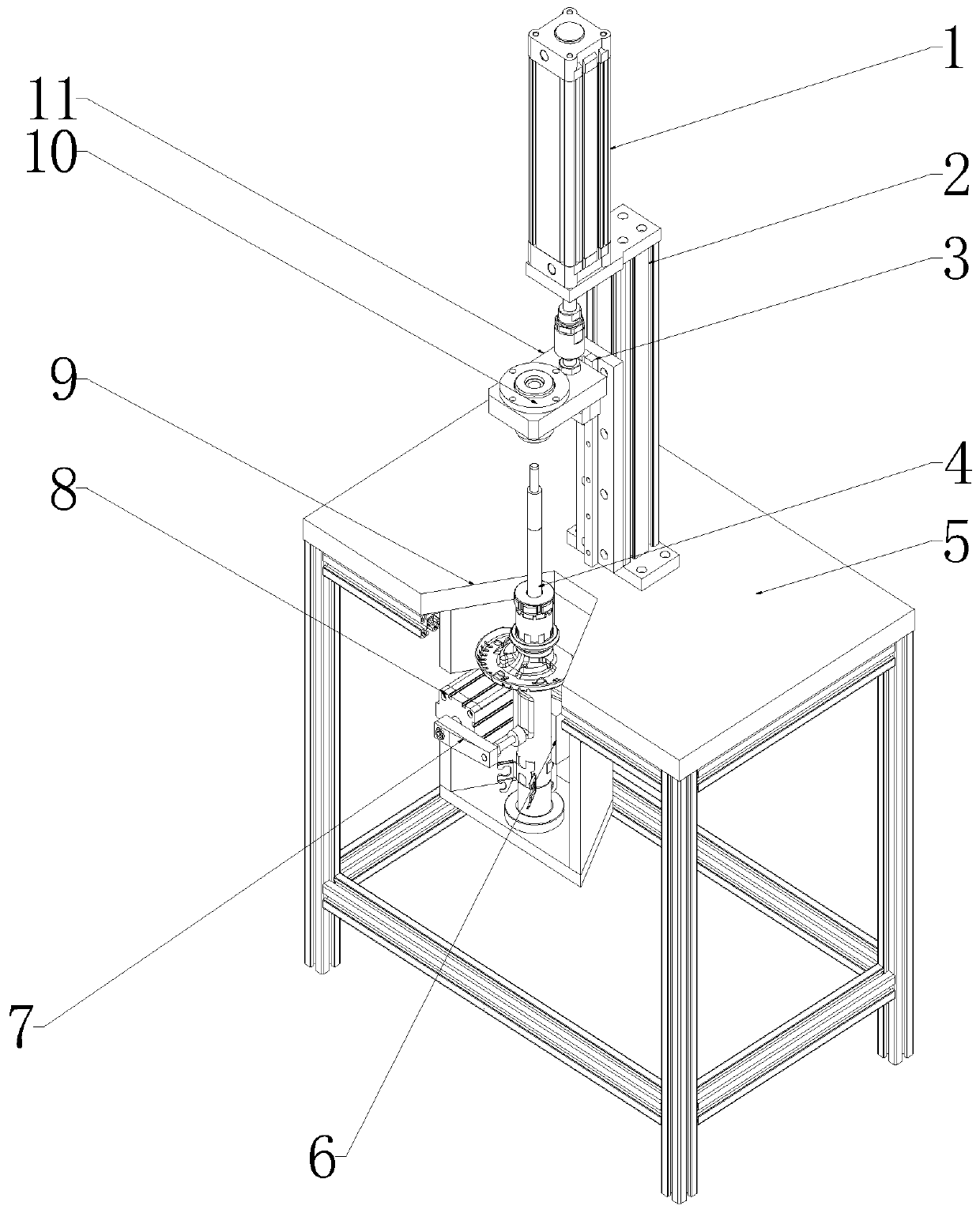 Assembly device and method for automobile shock absorber assembly