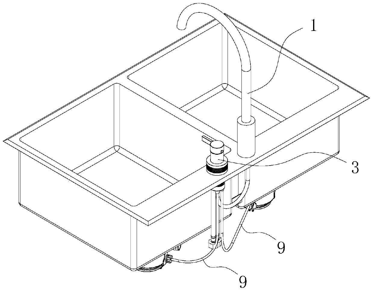 Control system for automatically controlling water intake and water drainage of water sink