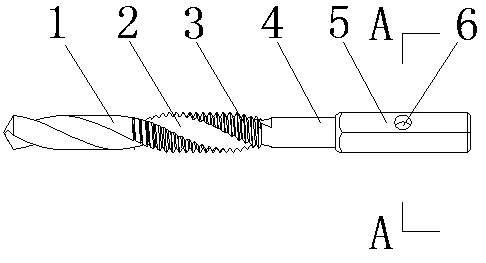 High-machining-precision integrated type hole drilling tapping tool and manufacturing method thereof