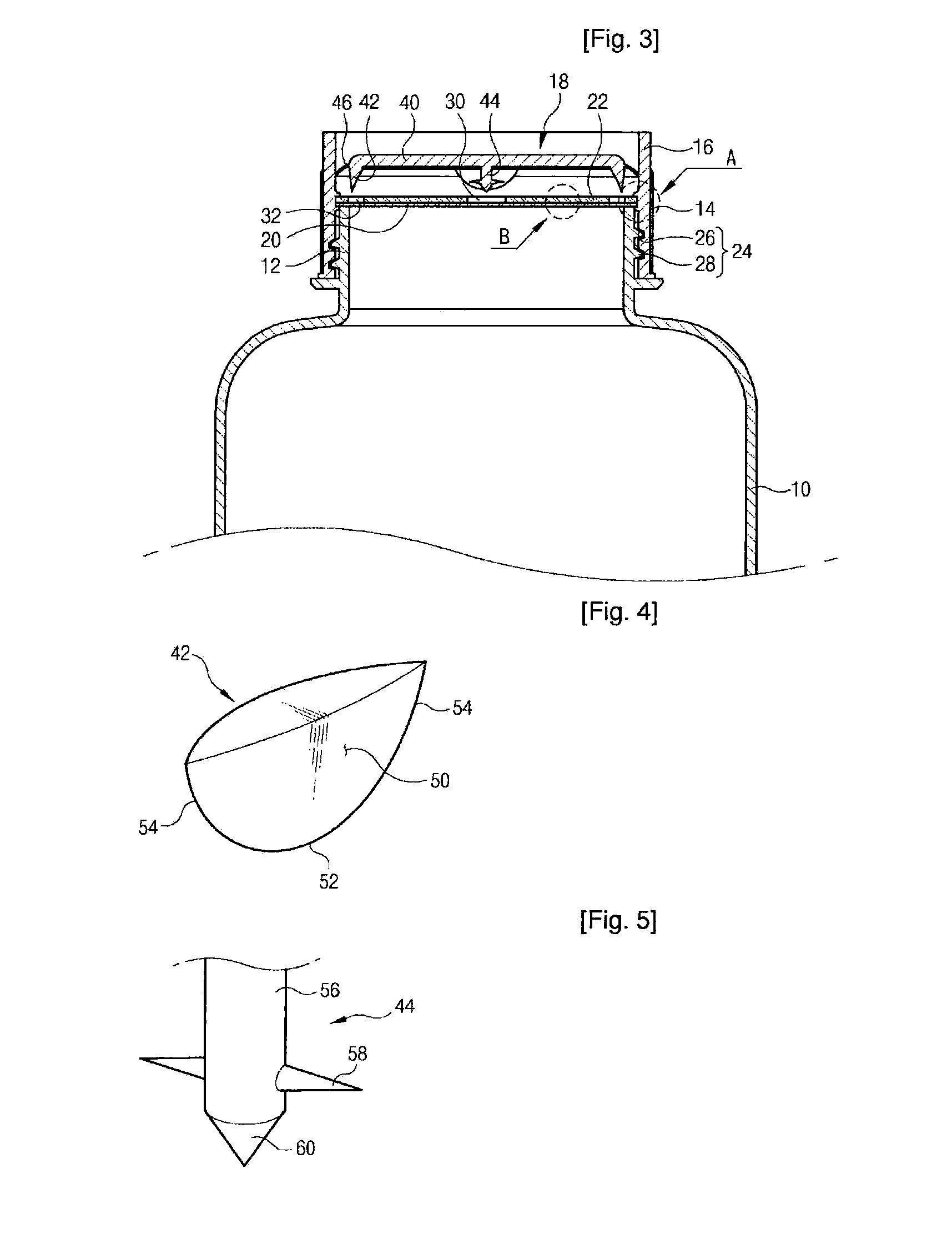 Closure of vessel and process for manufacturing same