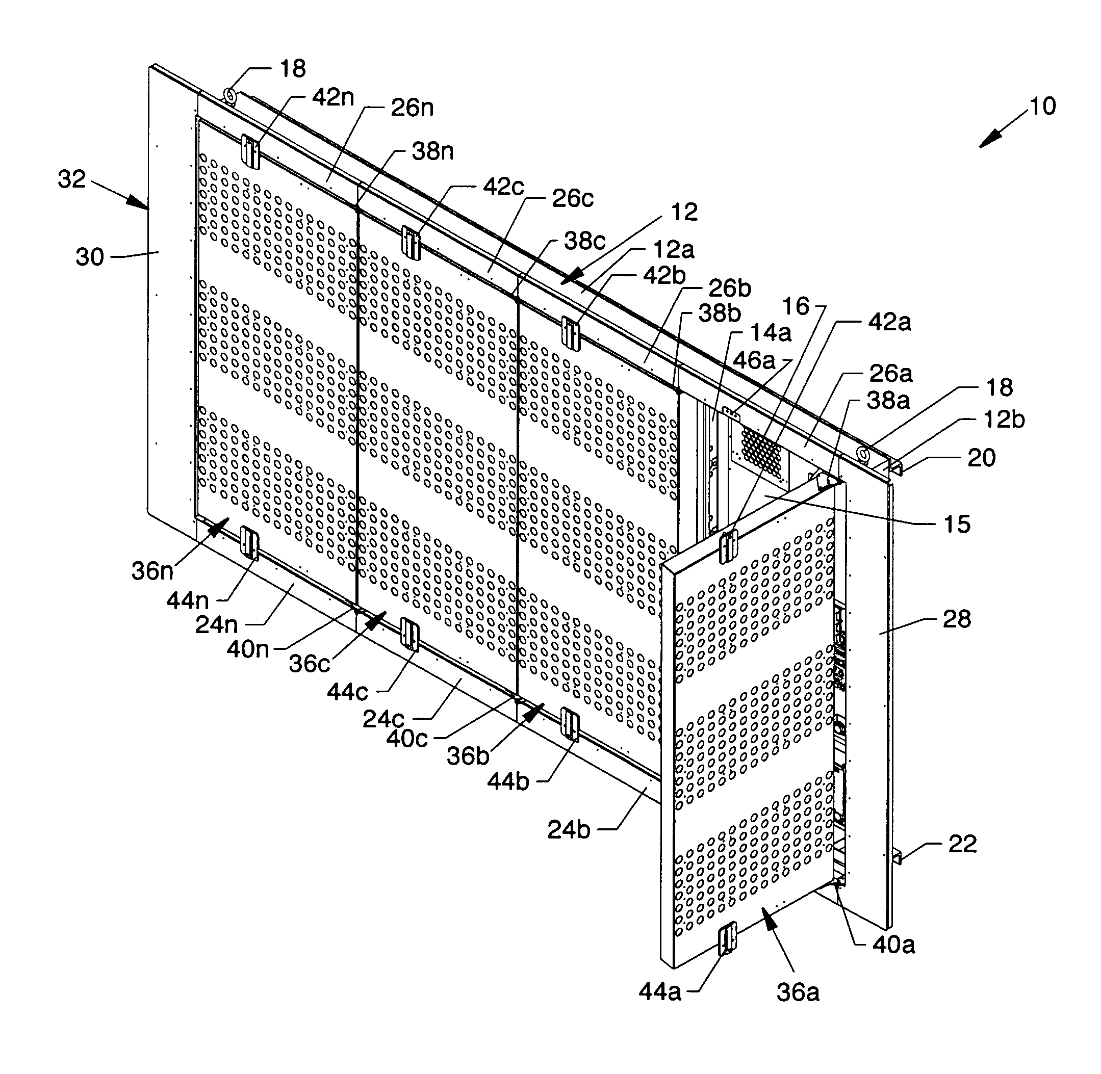 Electronic sign having vertically hinged face panel doors