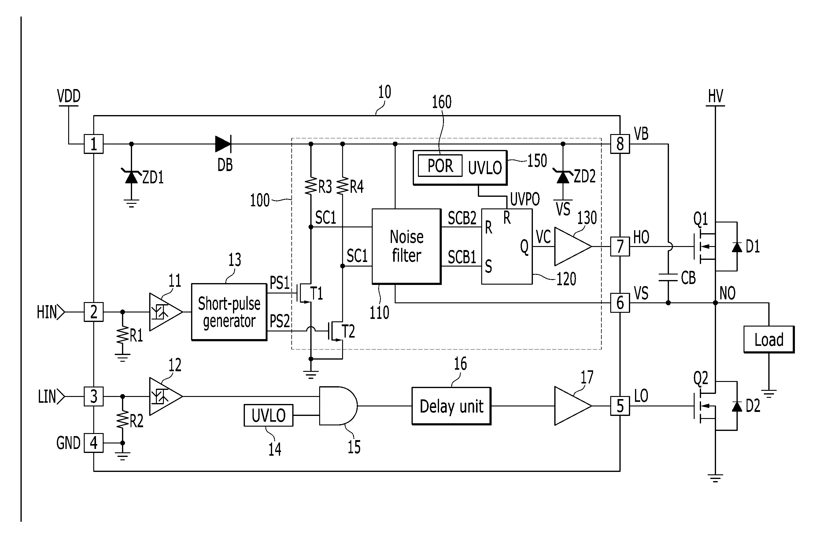 Power-on reset circuit and under-voltage lockout circuit comprising the same