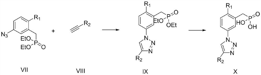 (3-(1H-1,2,3-triazole)phenyl)phosphoric acid derivative as well as preparation method and application thereof