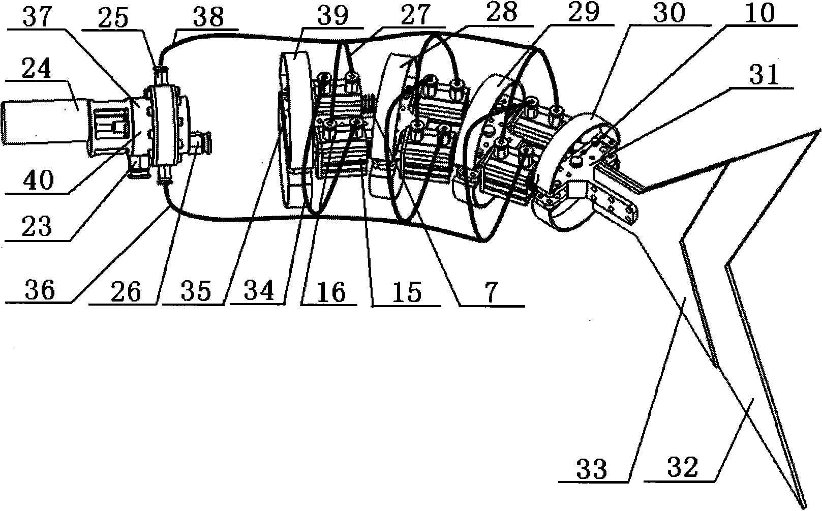 Hydraulic drive body-tail fin mode bionic underwater thruster