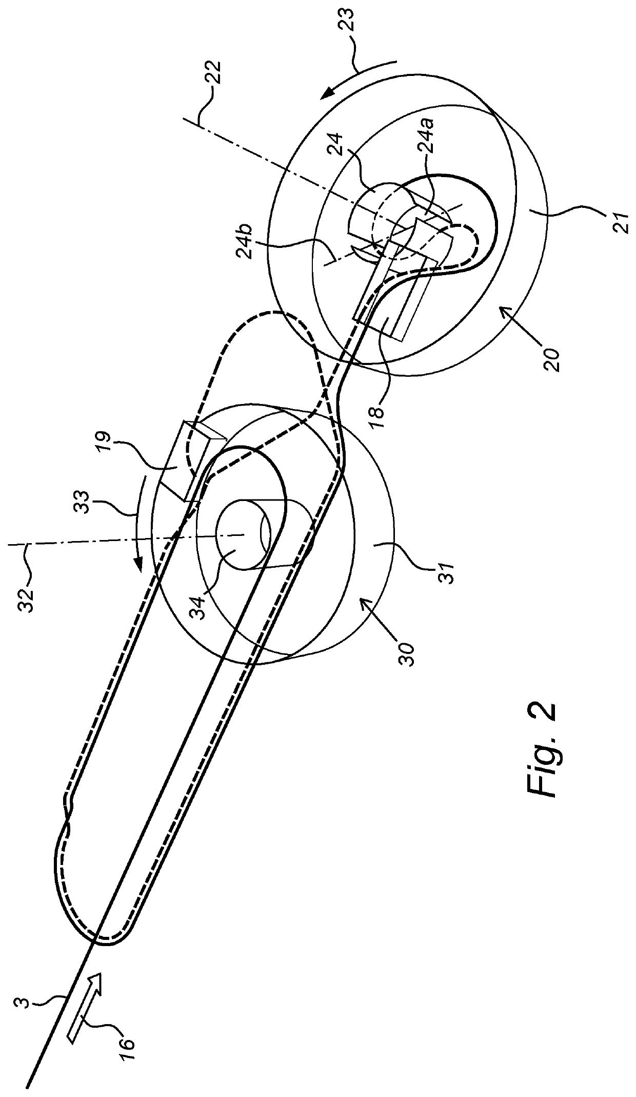 Device and Method for Reeling in a Cable from a Source and Temporarily Storing the Cable