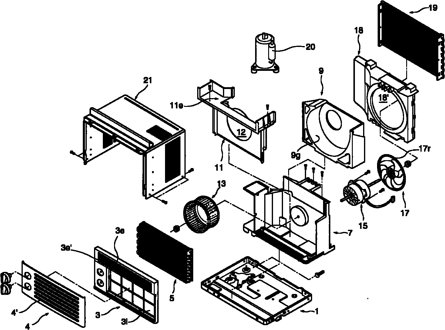 Window type air conditioner with novel water beating rings