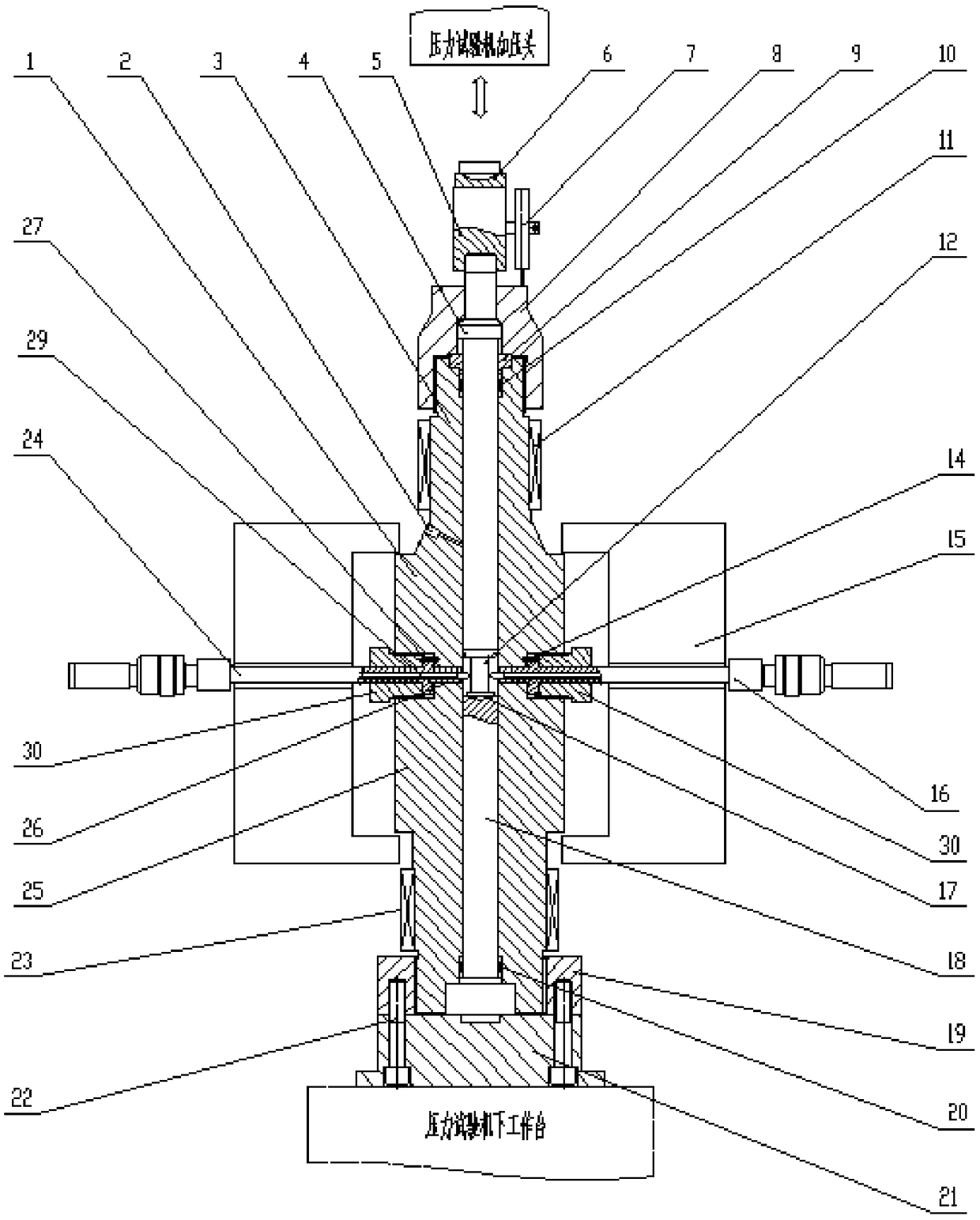 Radial strain measurement device for compression test at high temperature and high pressure