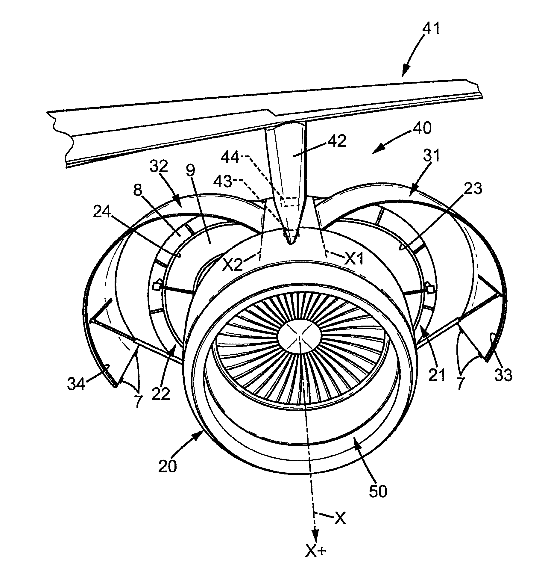 Substitution device for aircraft engine