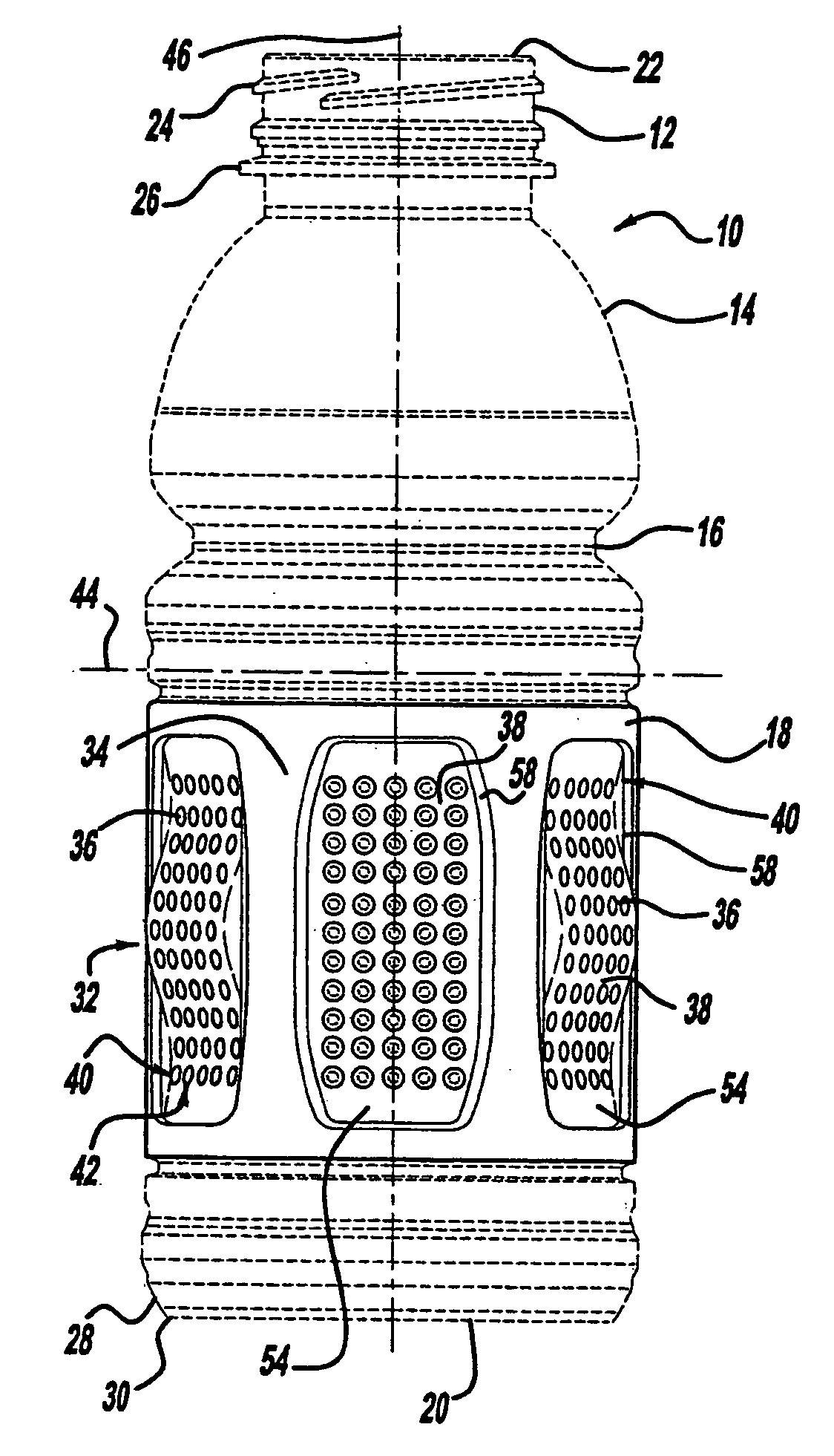 Inverting vacuum panels for a plastic container