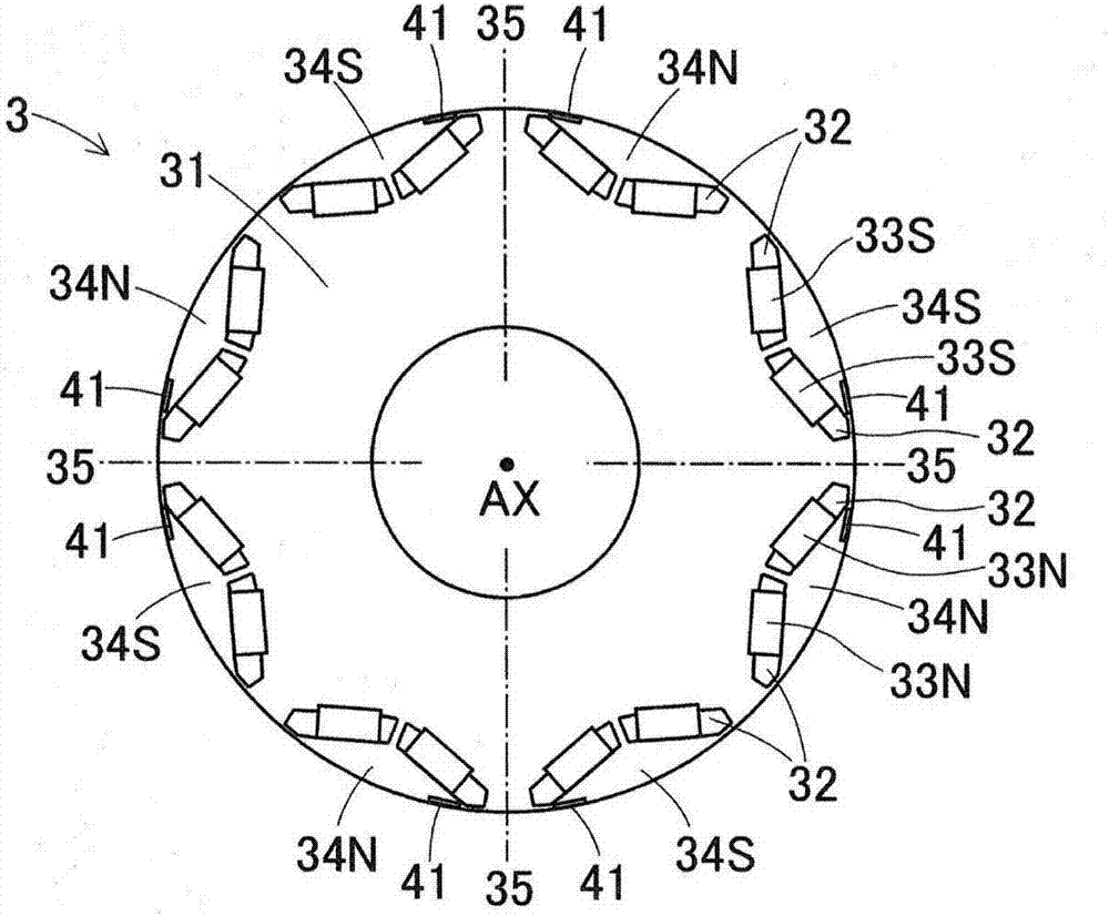 Three-phase rotating electrical machine