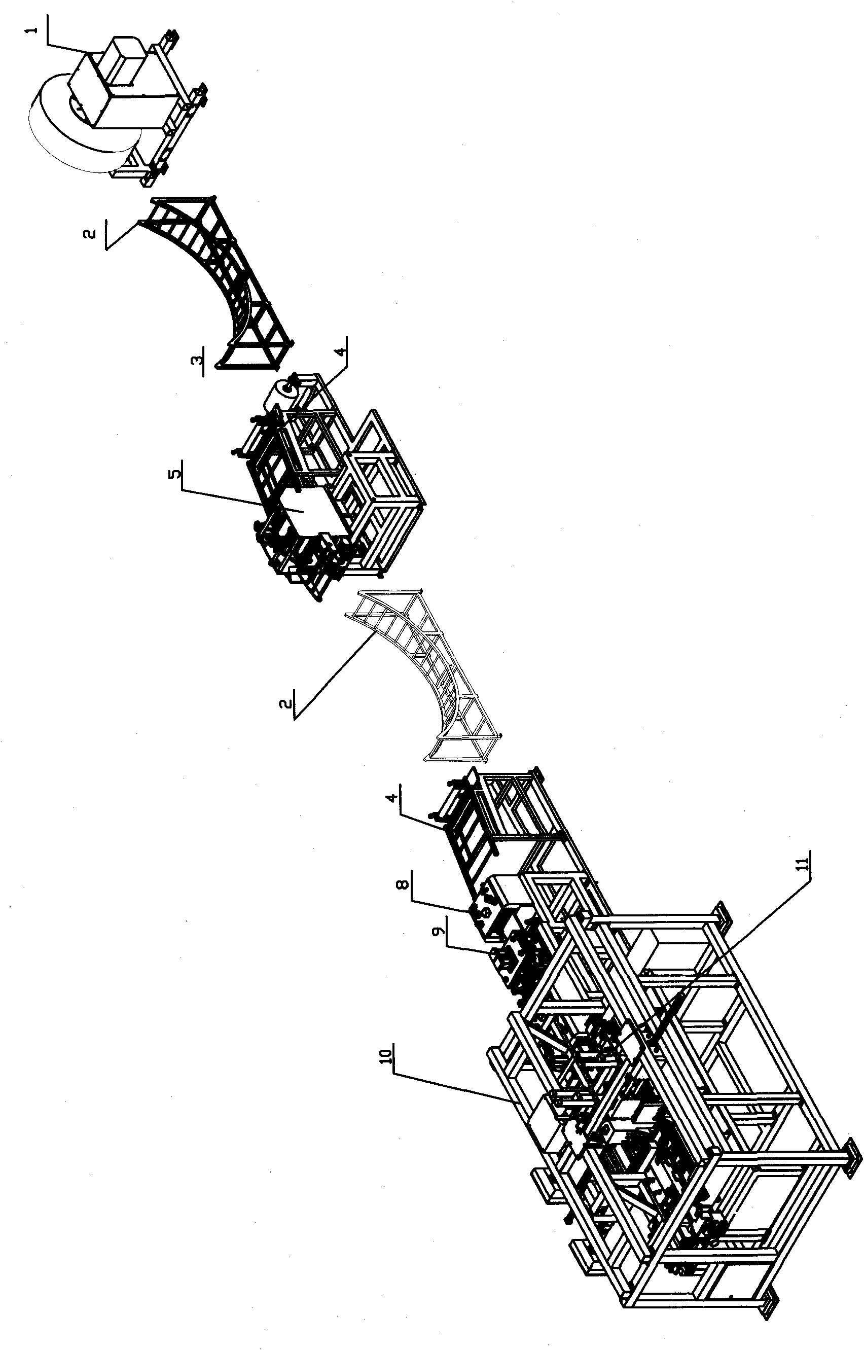 Automatic production line for shells of electrical appliances