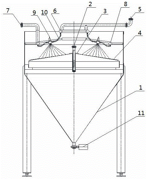 Special water curtain type solidification granulation cylinder device for lysozyme dimer