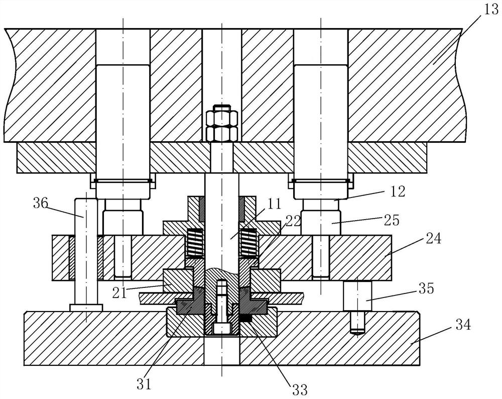 Compound die for cup punching for steel shell