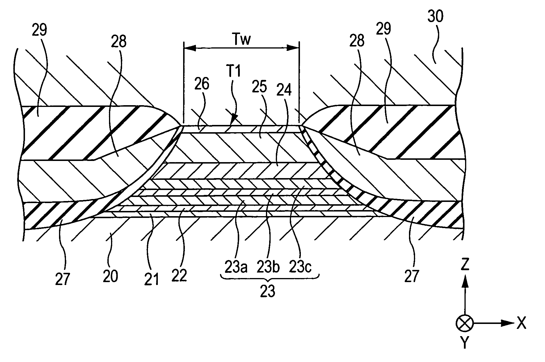 Magnetic detecting element having a self-pinned layer