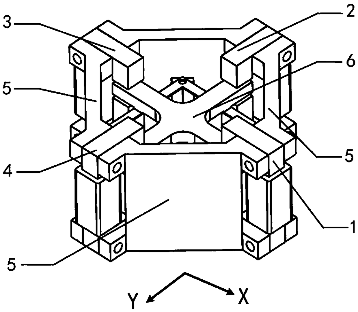 Two-dimensional linear moving iron micro-angular displacement electromagnetic actuating device and its actuating method