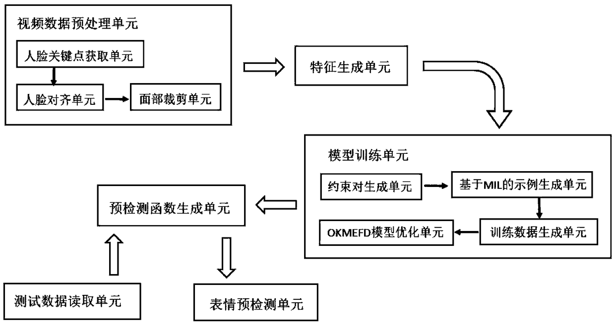 Video-based non-linear on-line expression pre-detection method and device