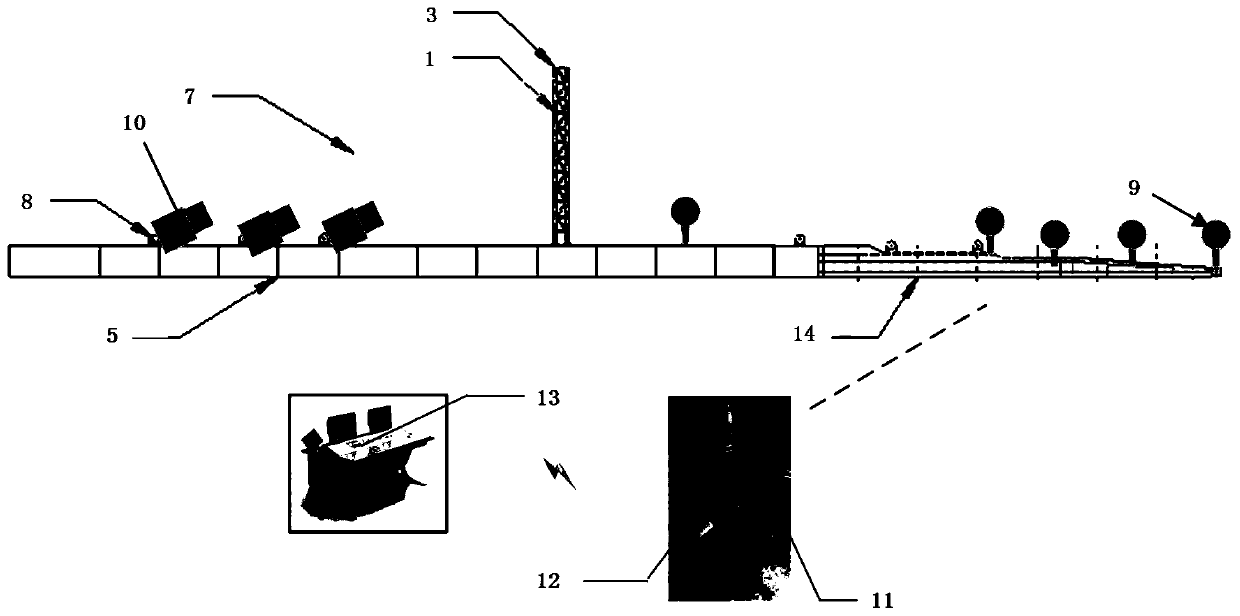 Real-time adjusting device and method for girder line type in bridge pushing process