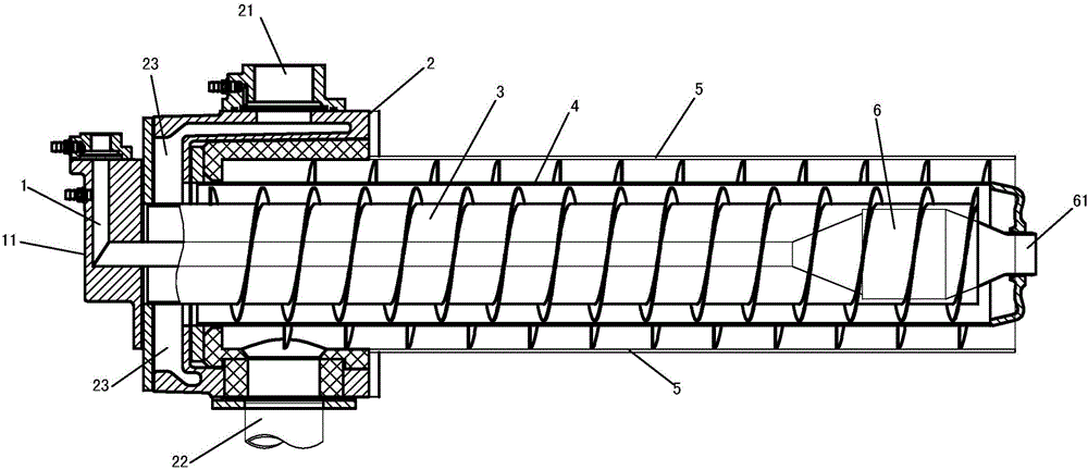 Self-pre-heating type nozzle for efficient helical fin