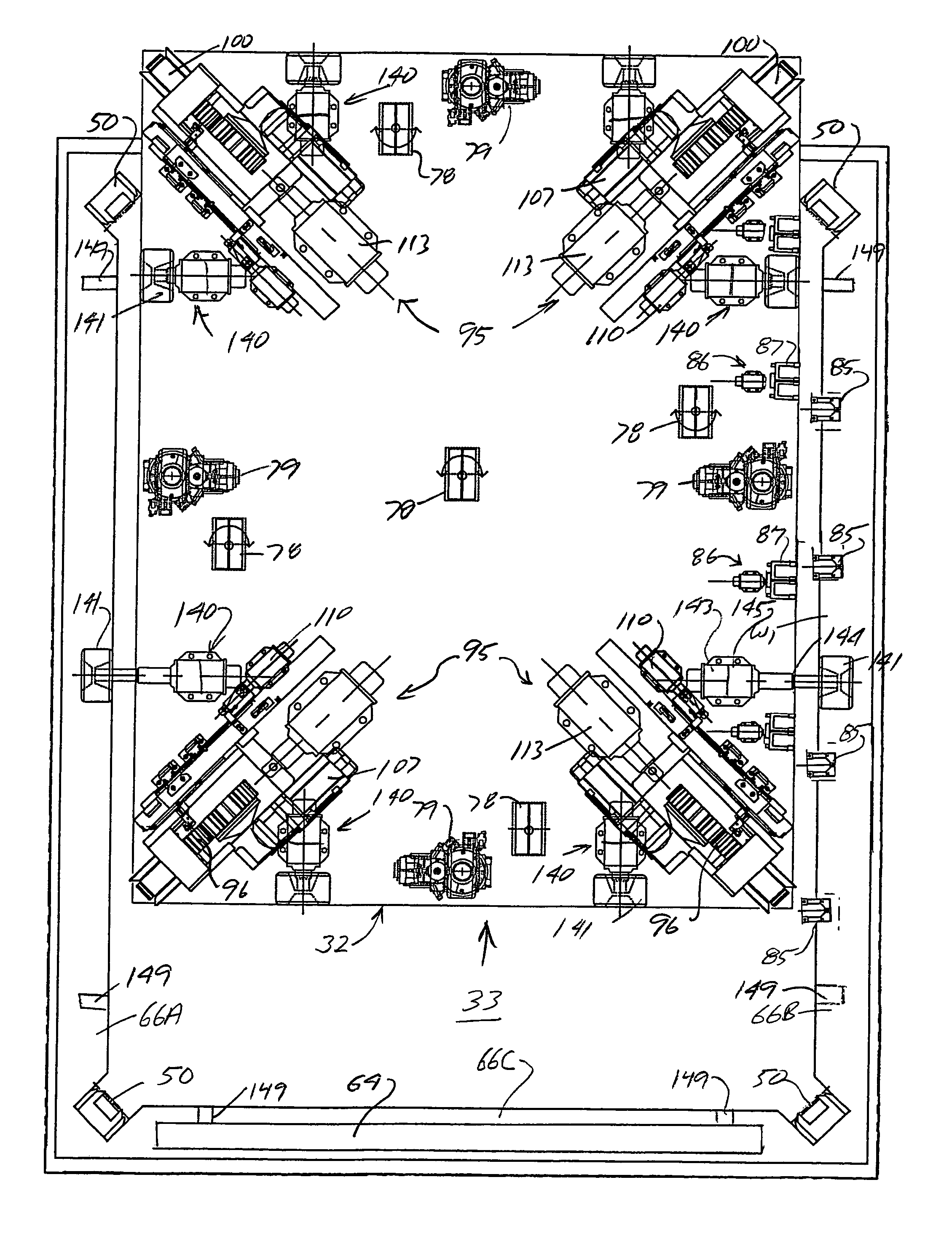 Automated material handling system with load transfer vehicles