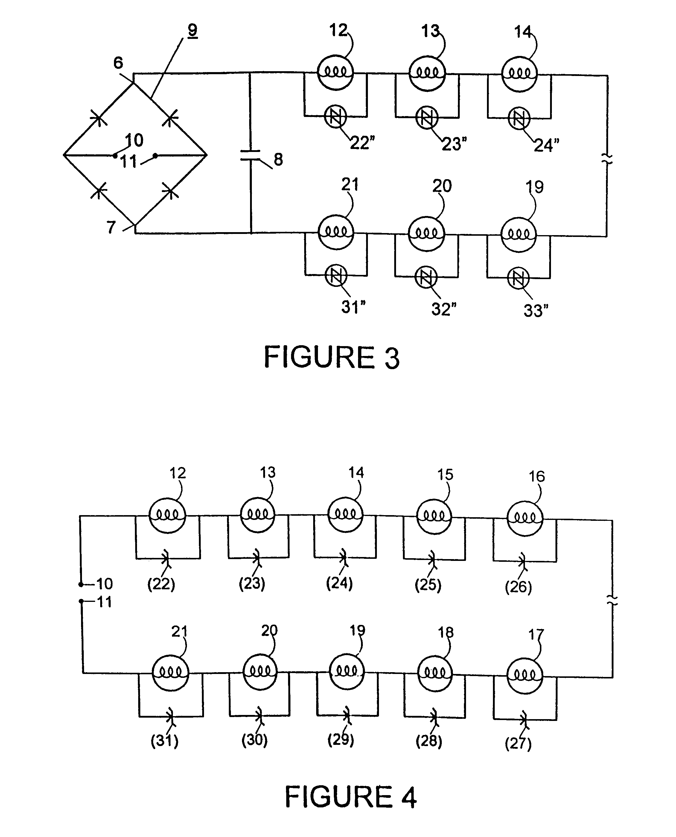 Series connected light string with filament shunting