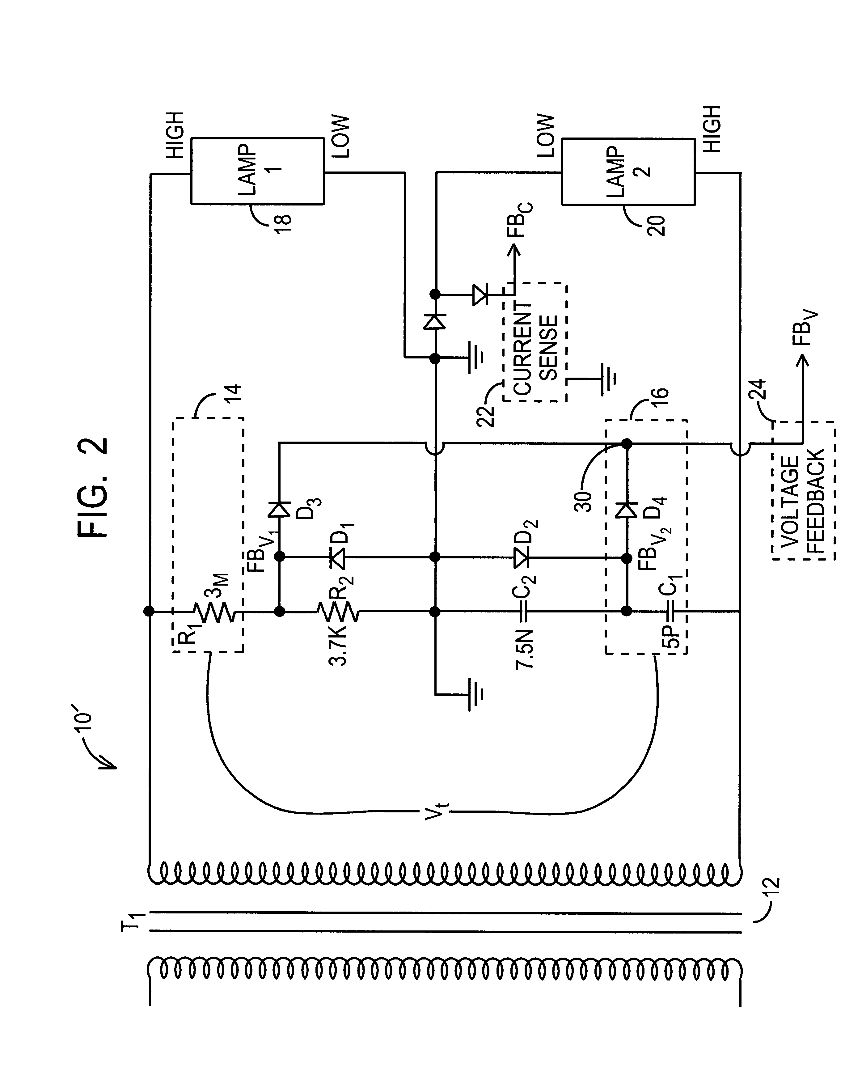 Lamp driving topology