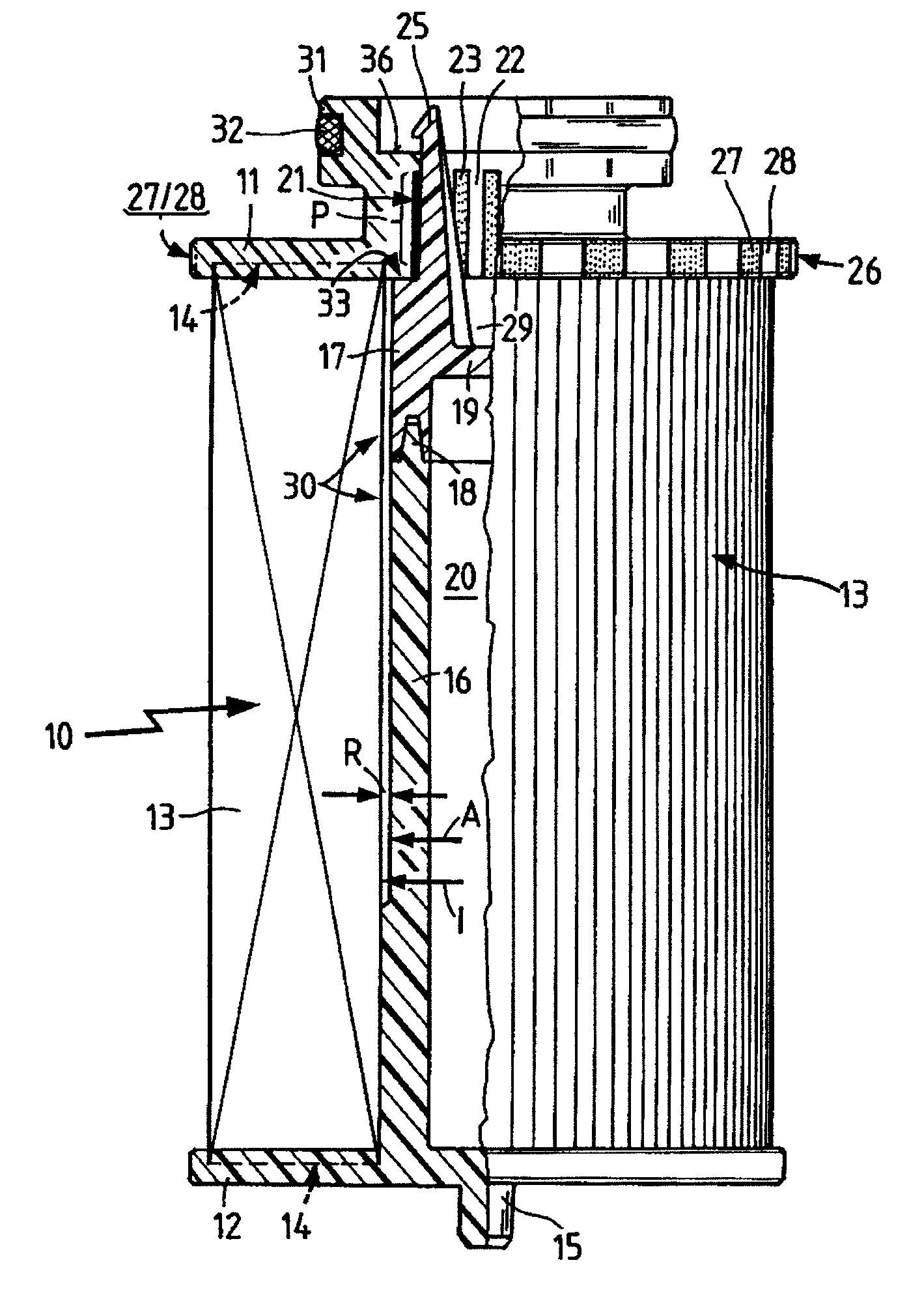 Filter element and liquid filter for freeze-endangered liquids and method for producing such a filter element