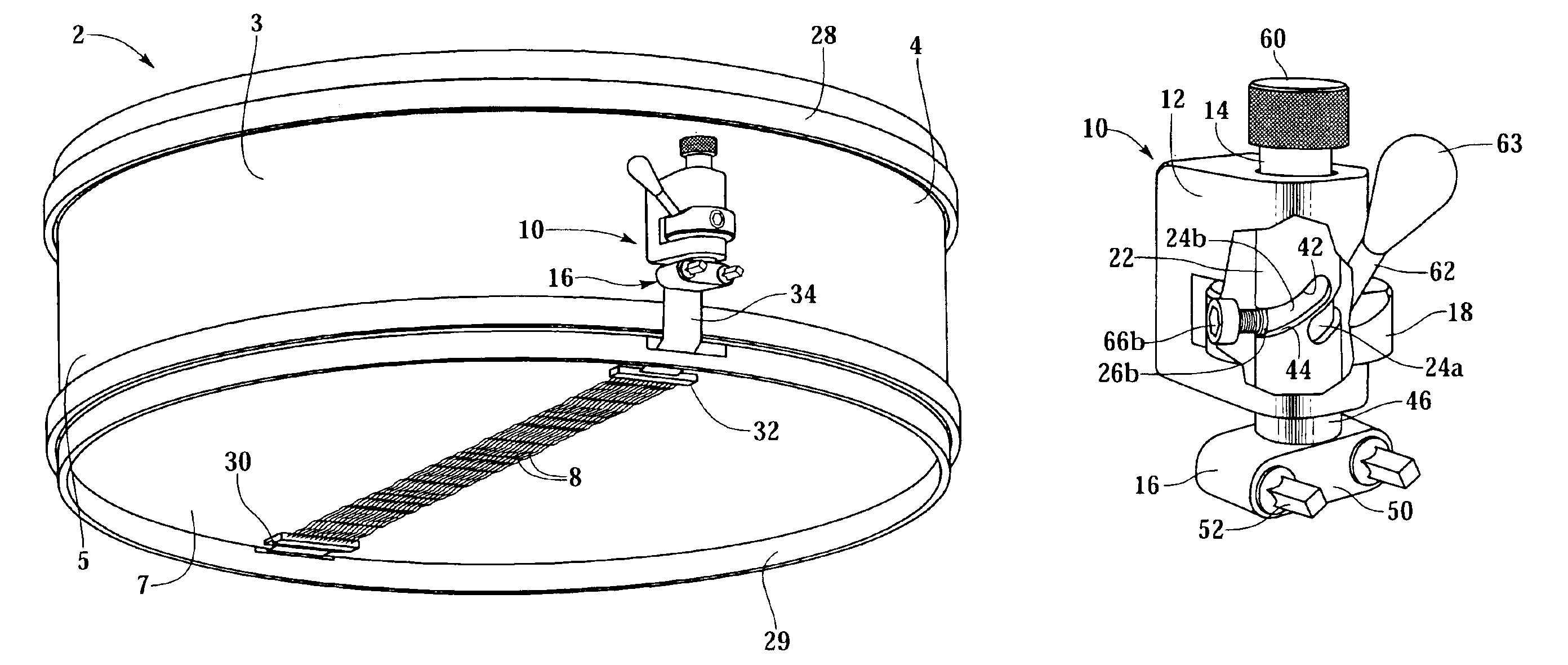 Strainer for a drum