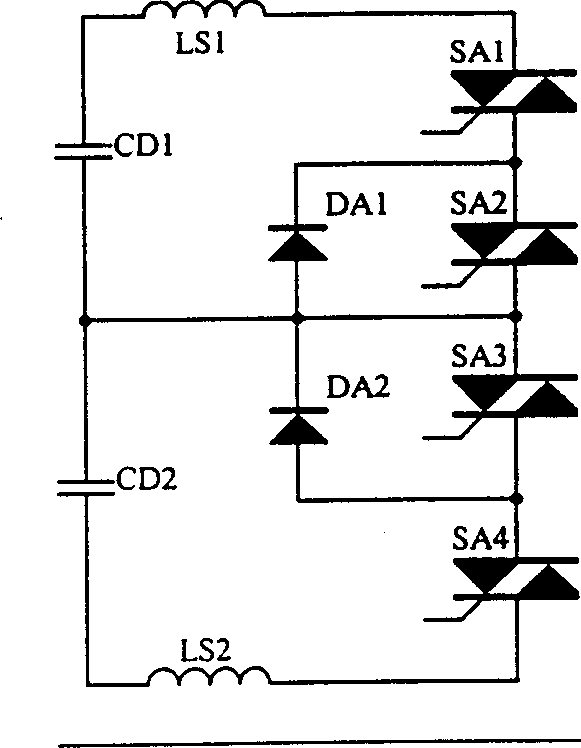 Bridge arm through protecting system for 6KV three-level integrated gate phase-changing thyristor inverter