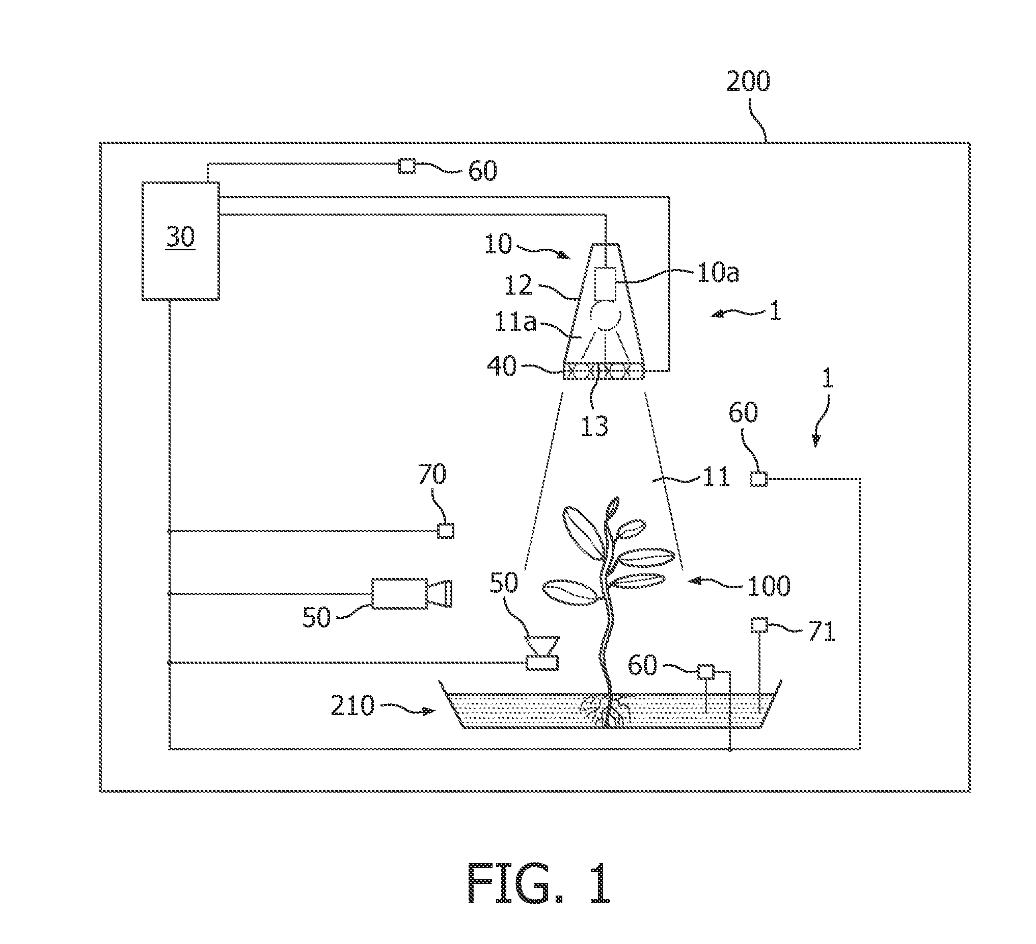 Illumination arrangement for illuminating horticultural growths