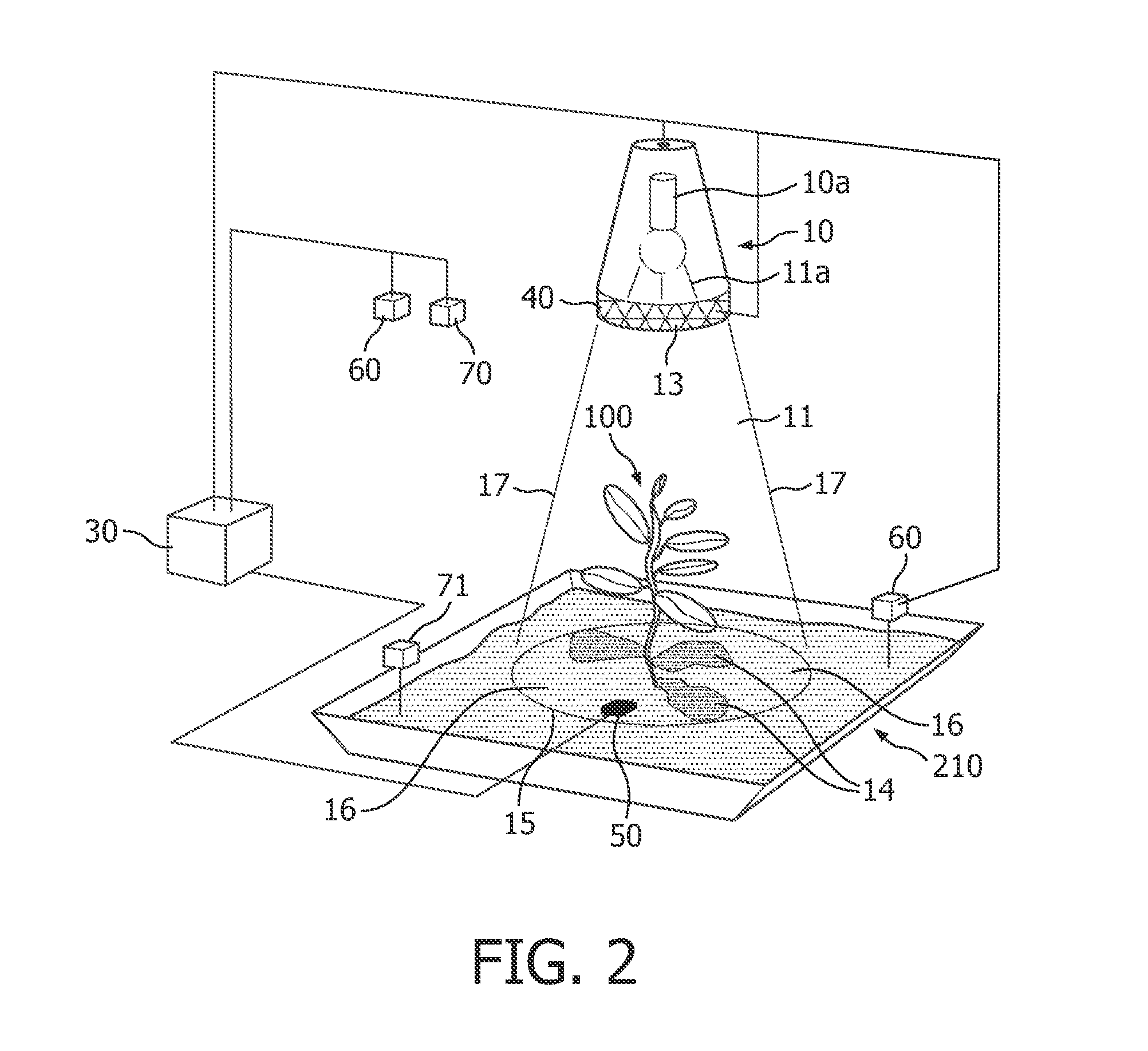 Illumination arrangement for illuminating horticultural growths