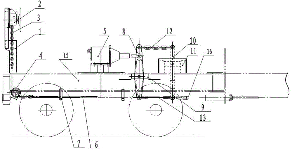 Railroad hopper car hand braking device