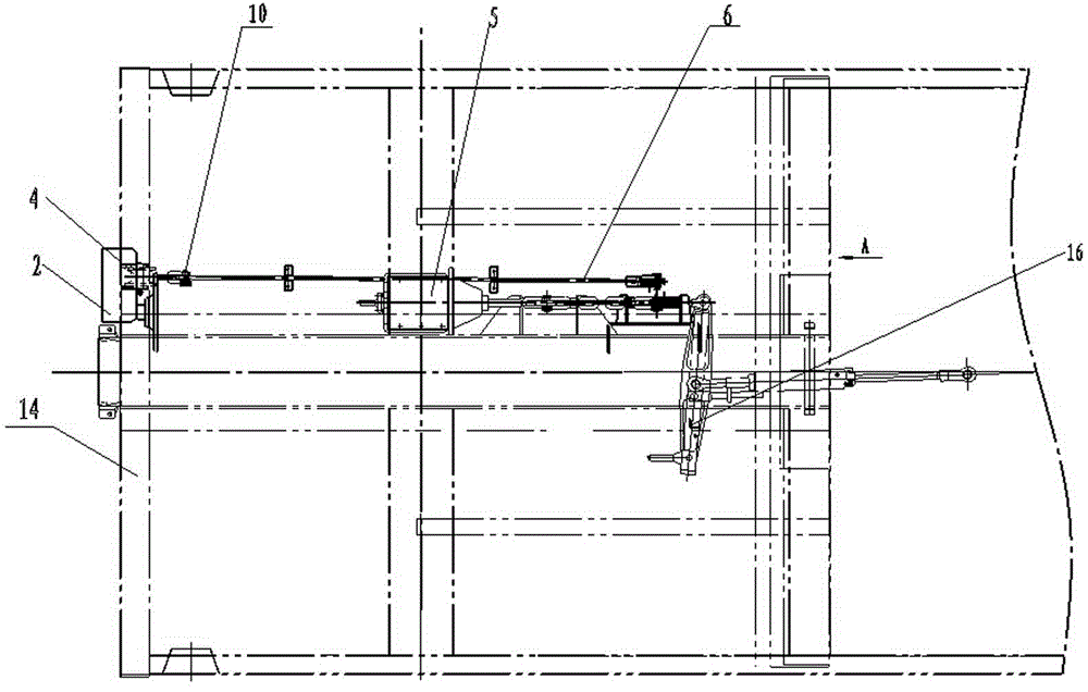 Railroad hopper car hand braking device