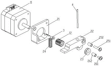 Silk material extrusion device for 3D printer nozzle