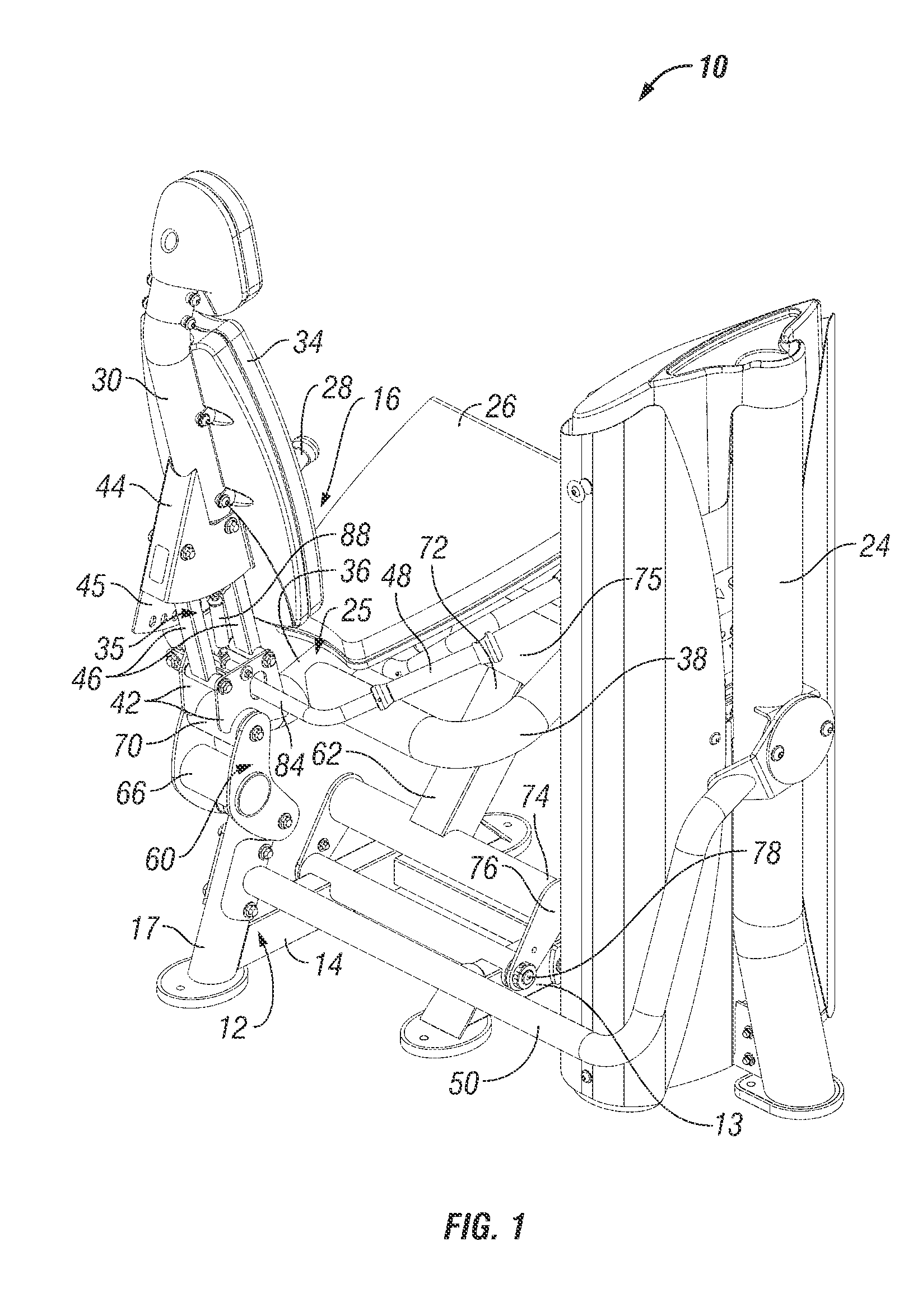 Leg exercise machine with self-aligning pivoting seat