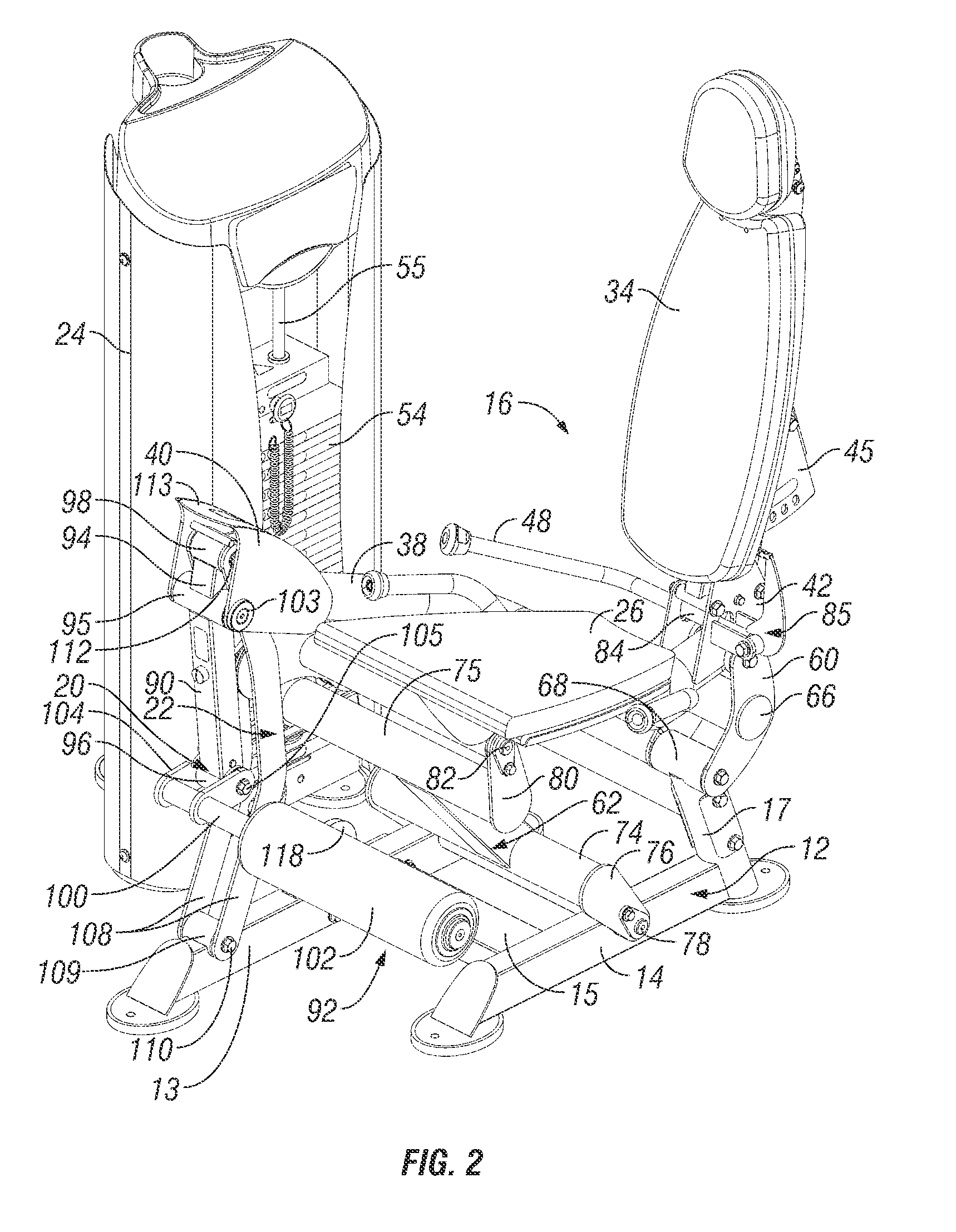 Leg exercise machine with self-aligning pivoting seat