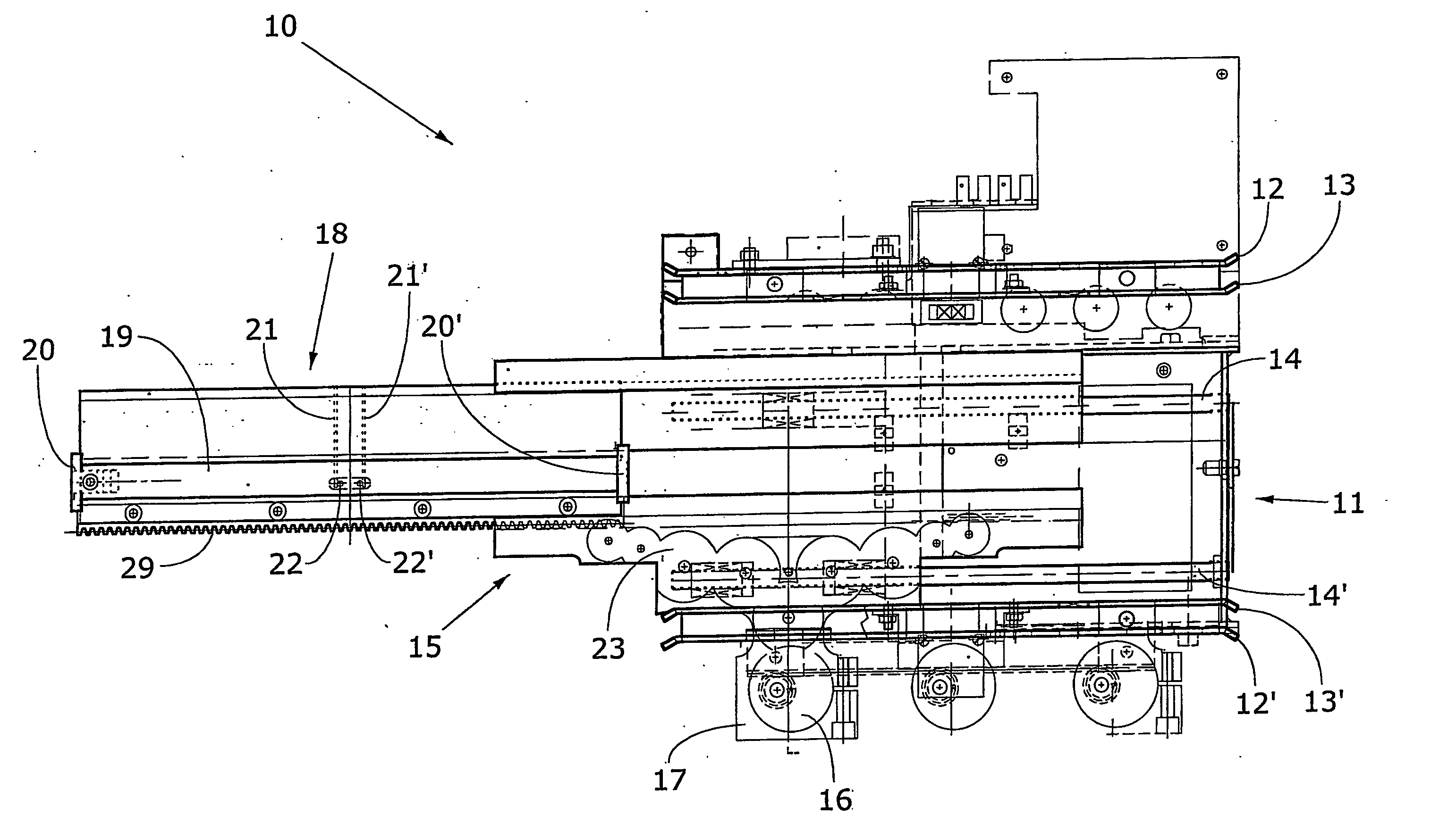 Device for moving objects contained inside an automatic vending machine