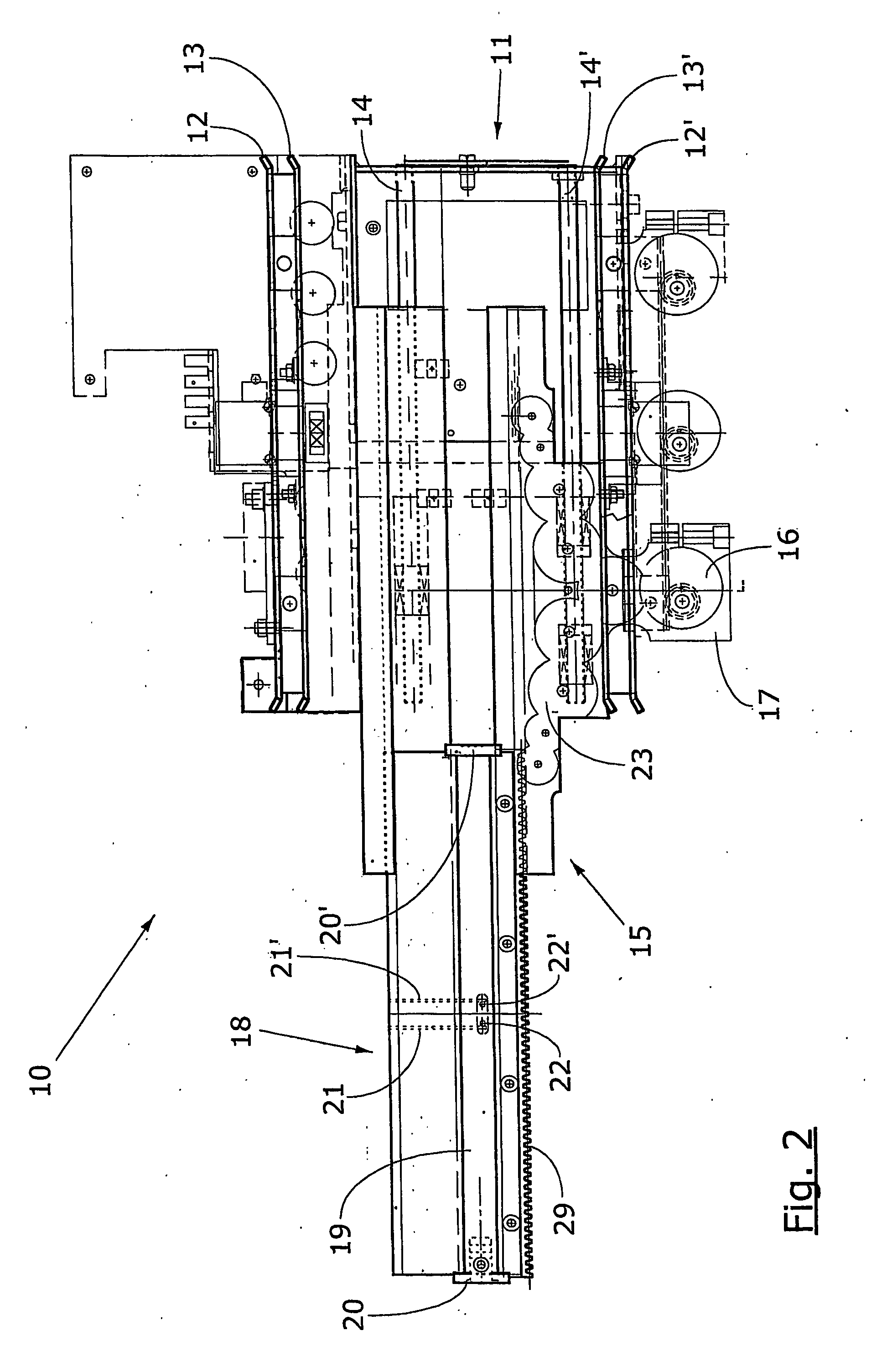 Device for moving objects contained inside an automatic vending machine