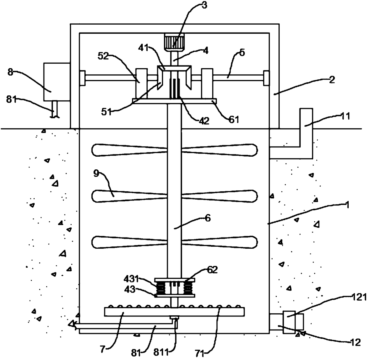 Rotary aeration sewage treatment aeration tank