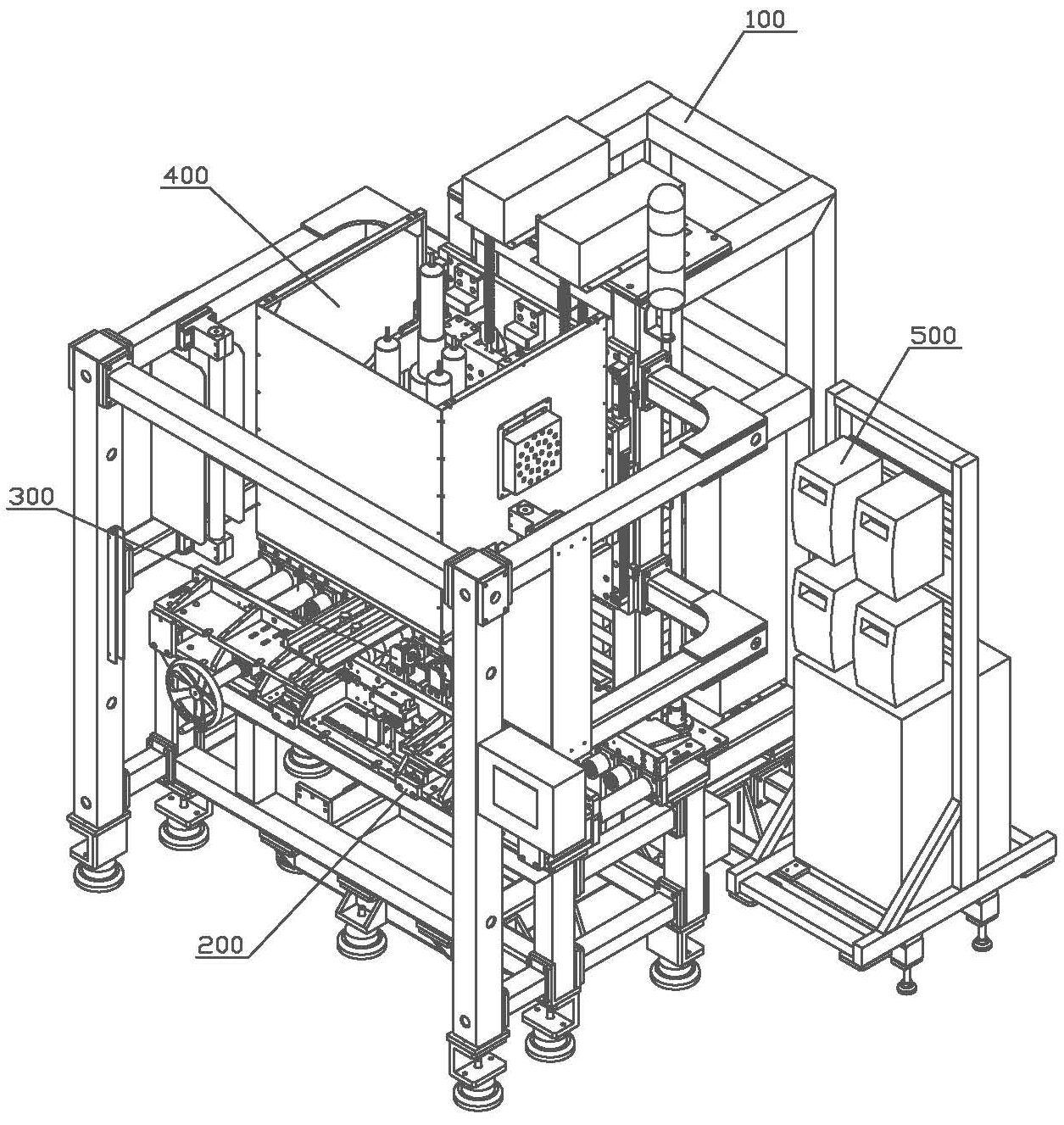 Caterpillar track four-axis automatic screwing machine