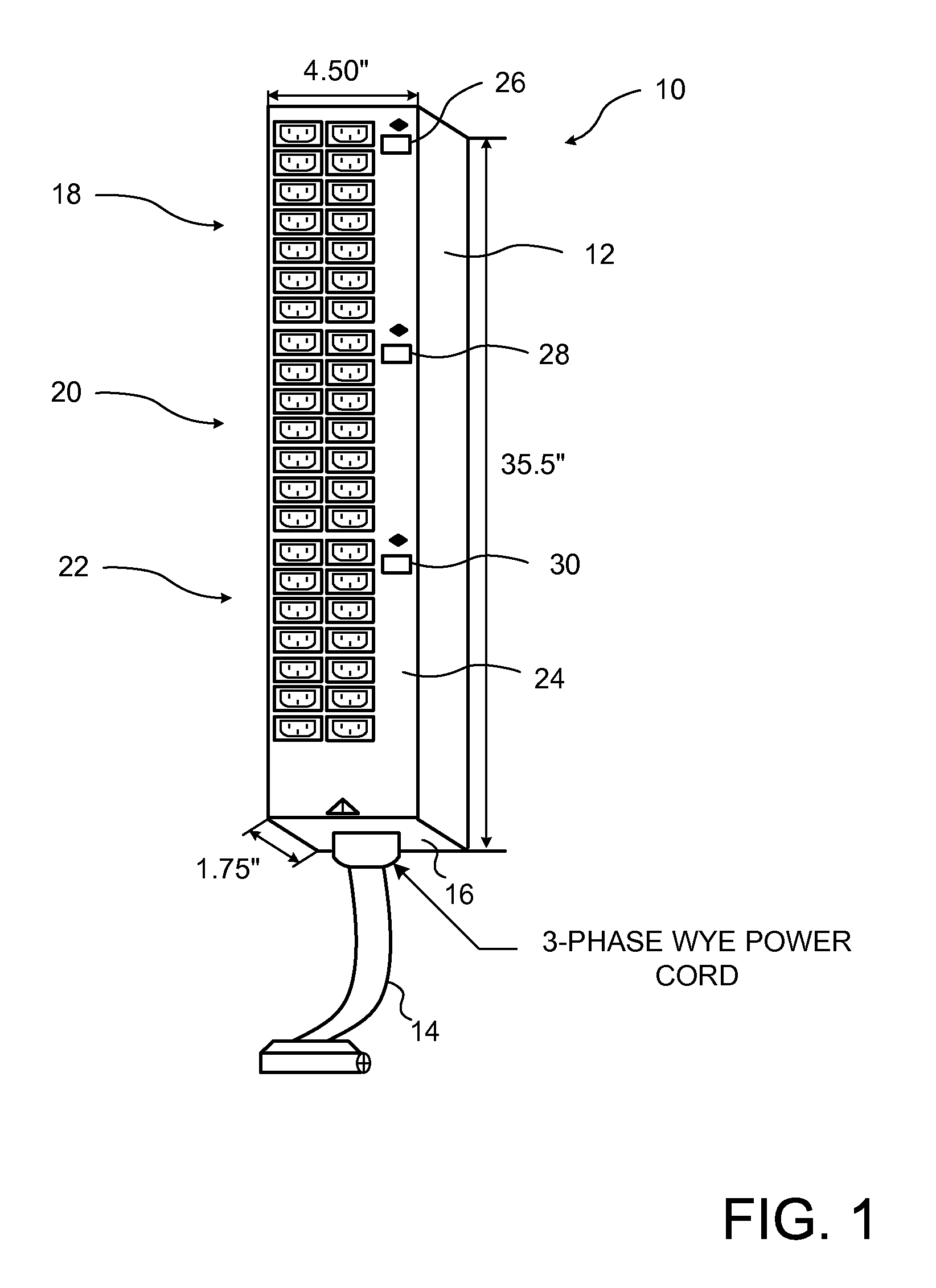 Polyphase power distribution and monitoring apparatus