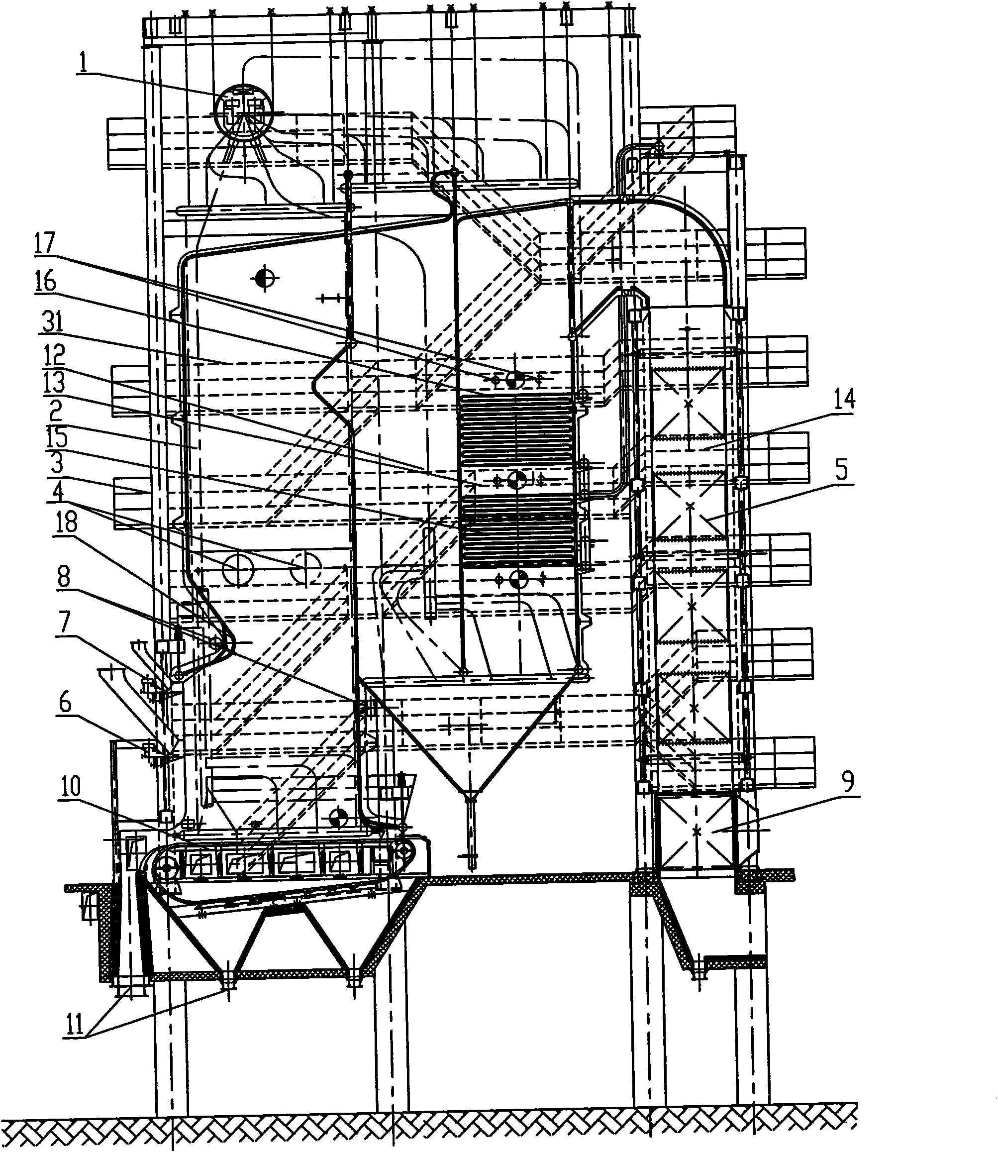 Boiler for derived fuel RDF, waste plastics RPF and waste wood of combustion of refuses