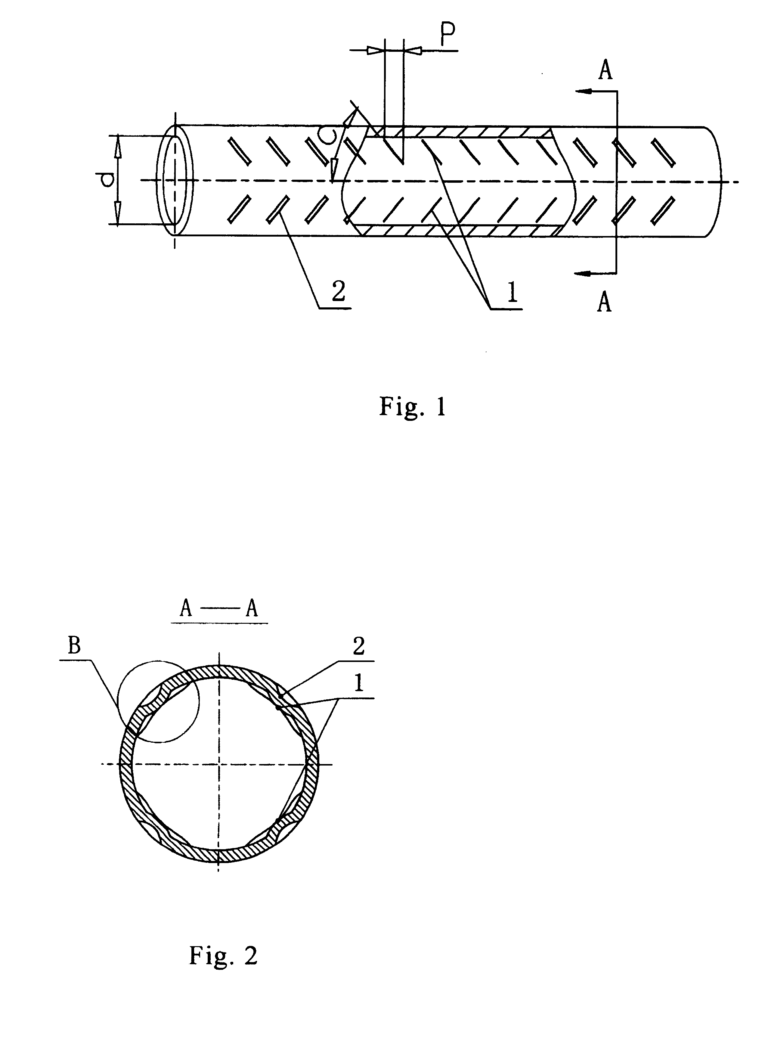 An enhanced heat transfer tube with discrete bidirectionally inclined ribs