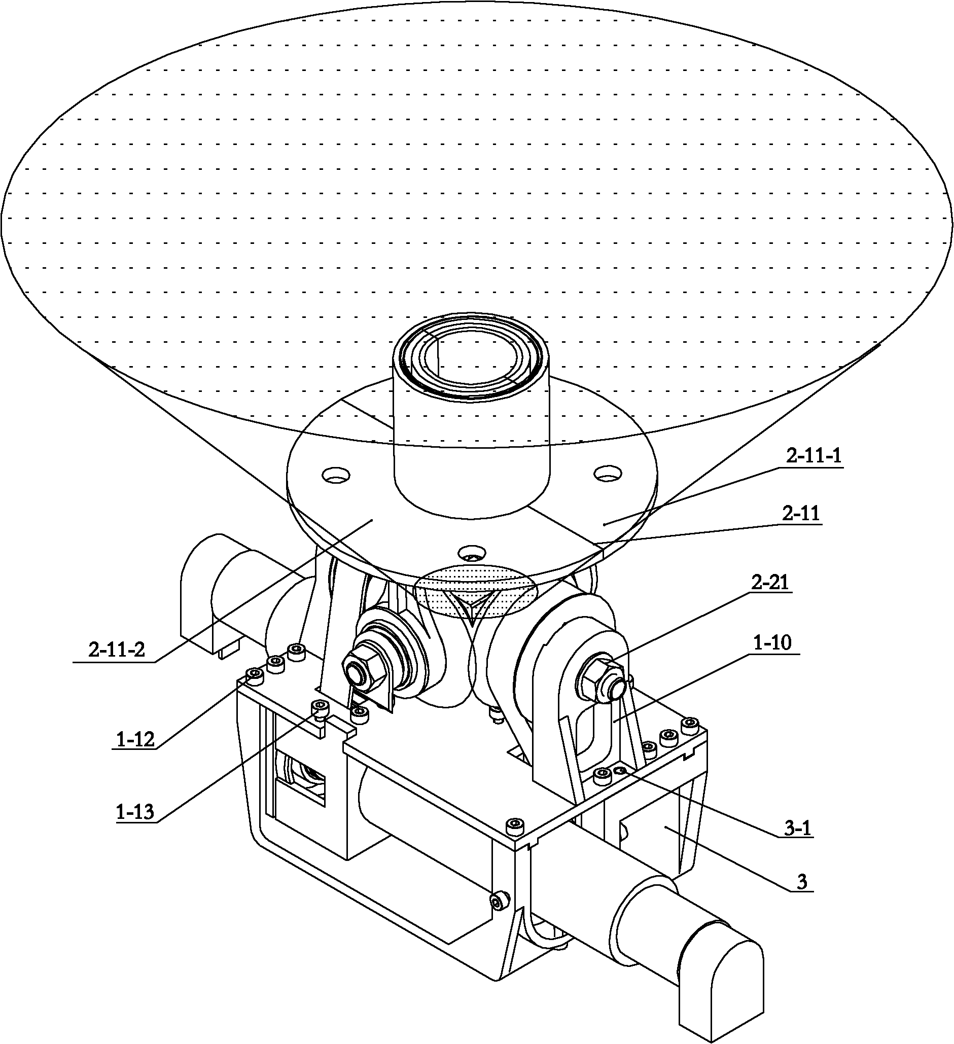 Belt transmission cross full shaft type two-degree-of-freedom universal joint mechanism