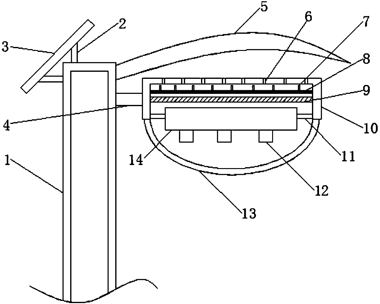 Solar energy integration cooling LED streetlamp