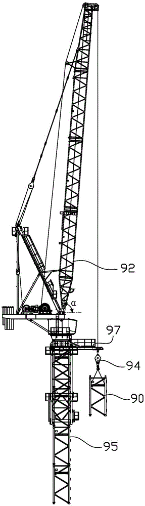 Luffing jib tower crane and its standard section introduction system and standard section introduction method