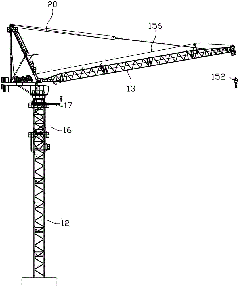 Luffing jib tower crane and its standard section introduction system and standard section introduction method