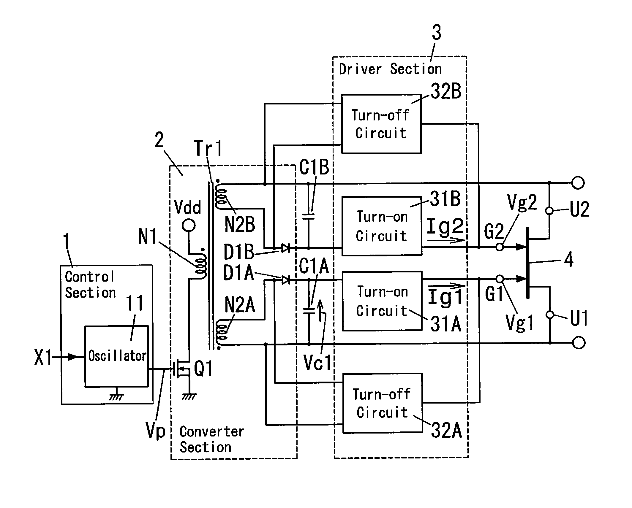 Driver for semiconductor switch element